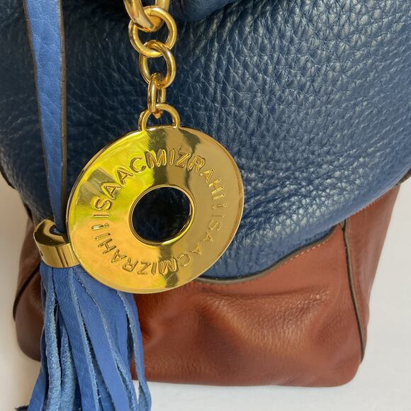 Isaac Mizrahi Blue and Brown Tote Bag - Picture 10 of 16